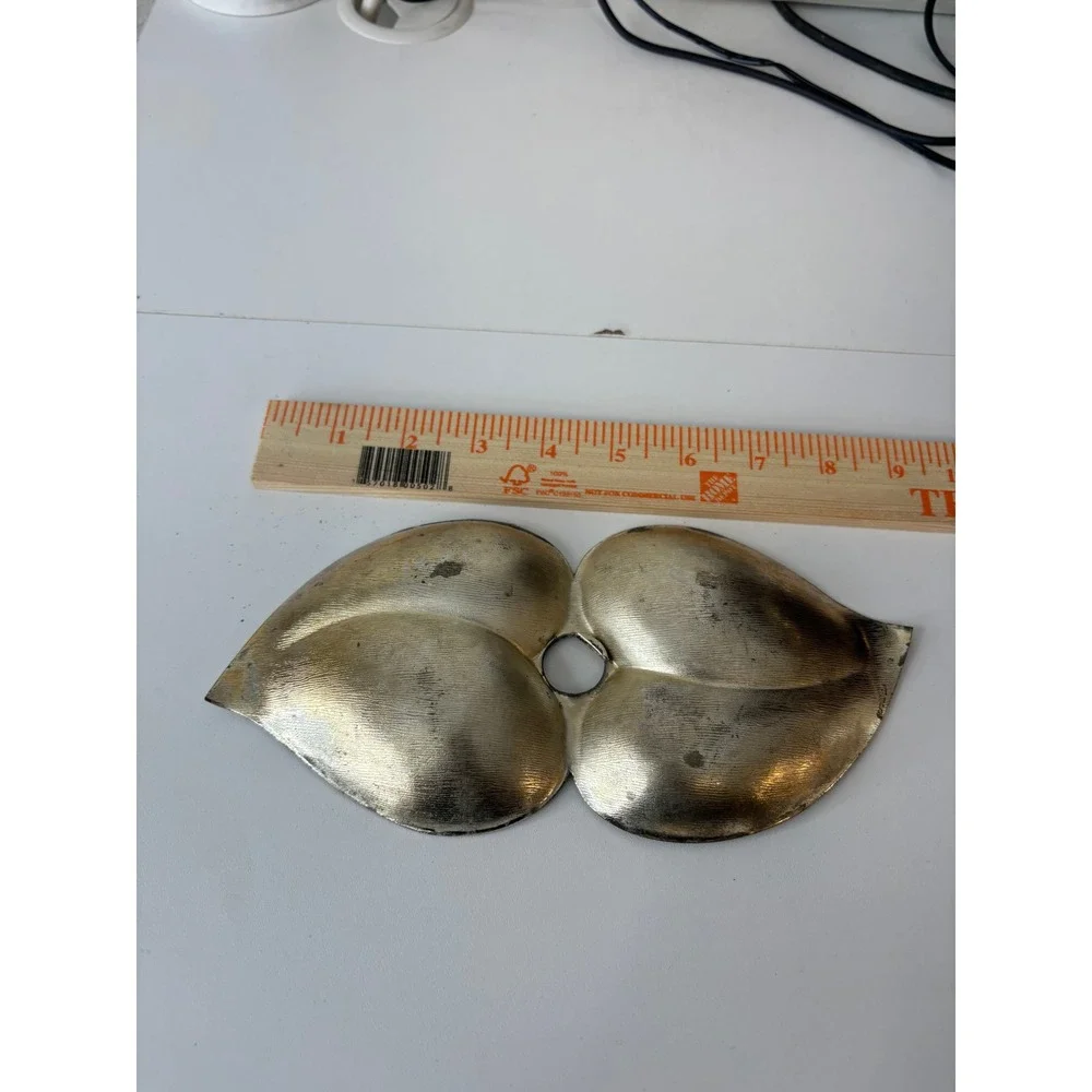 Vintage Silver Tone Double Leaf Dish Decorative Metal Trinket Tray Catchall